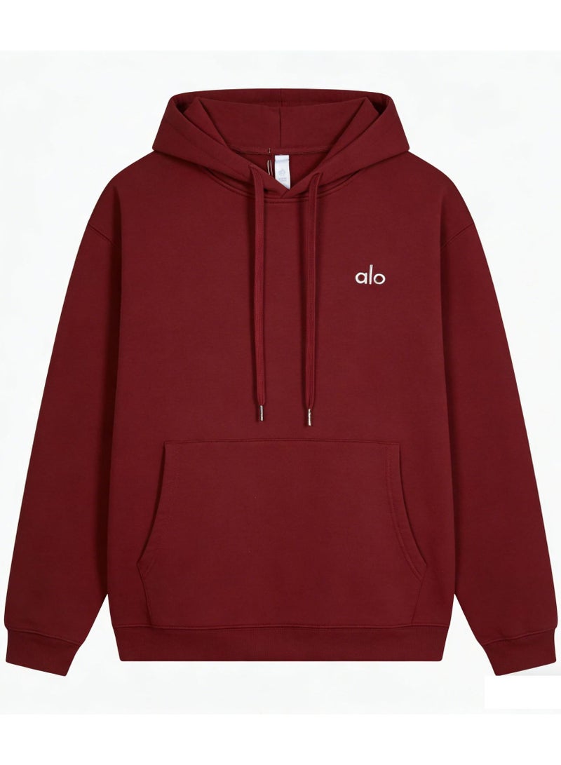 Alo Yoga Alo Unisex American Vintage Hoodie - Solid Color Loose Fit Cotton Hooded Sweatshirt for Casual  Sport Wear - Image 1